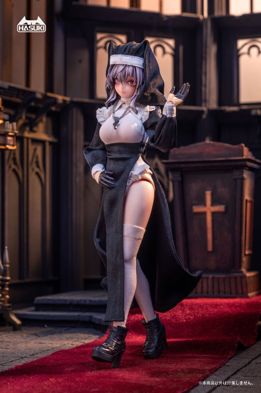 Doll Costume CS017 Nun Outfit A for 1/10 - 1/12 Action Figure By HASUKI