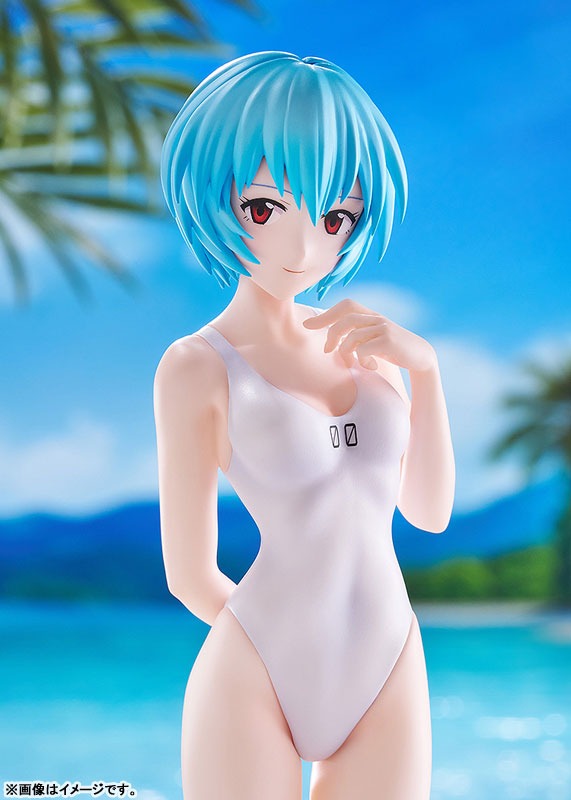 Pop Up Parade Figure L Size Ayanami Rei - Beach Queens One Piece Swimsuit Style Ver. Evangelion By Wave