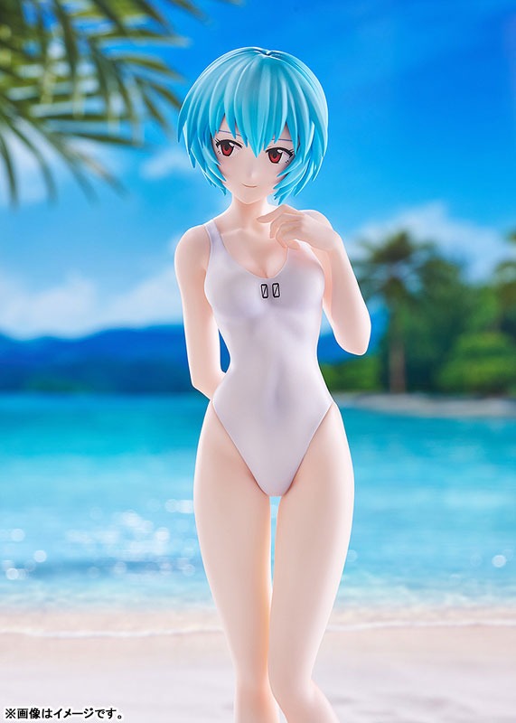 Pop Up Parade Figure L Size Ayanami Rei - Beach Queens One Piece Swimsuit Style Ver. Evangelion By Wave