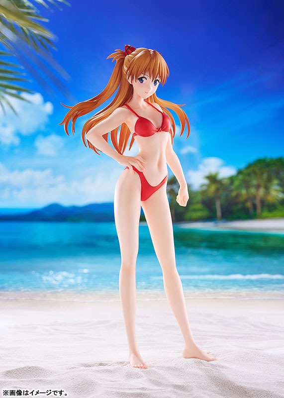 Pop Up Parade Figure L Size Asuka Shikinami Langley - Beach Queens Bikini Style Ver. Evangelion By Wave