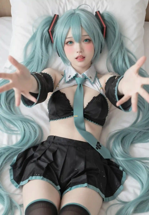 Image of AI Cosplayer Hatsune Miku Vocaloid R18 NSFW Bundle - 104 Ultra HD Images + 10 Explicit Short Videos
