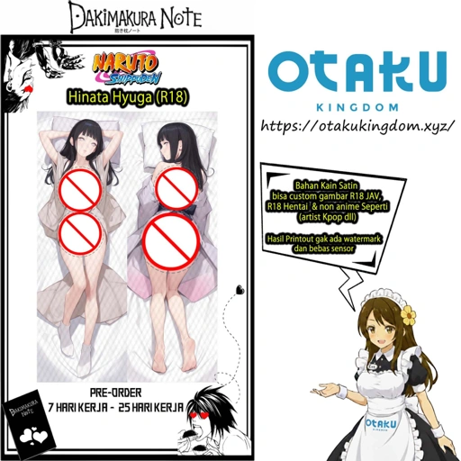 Image of Sarung Bantal Dakimakura Hinata Hyuga v1 - Naruto Shippuden Pillow Cover Only Or + Pillow Core By Otaku Kingdom