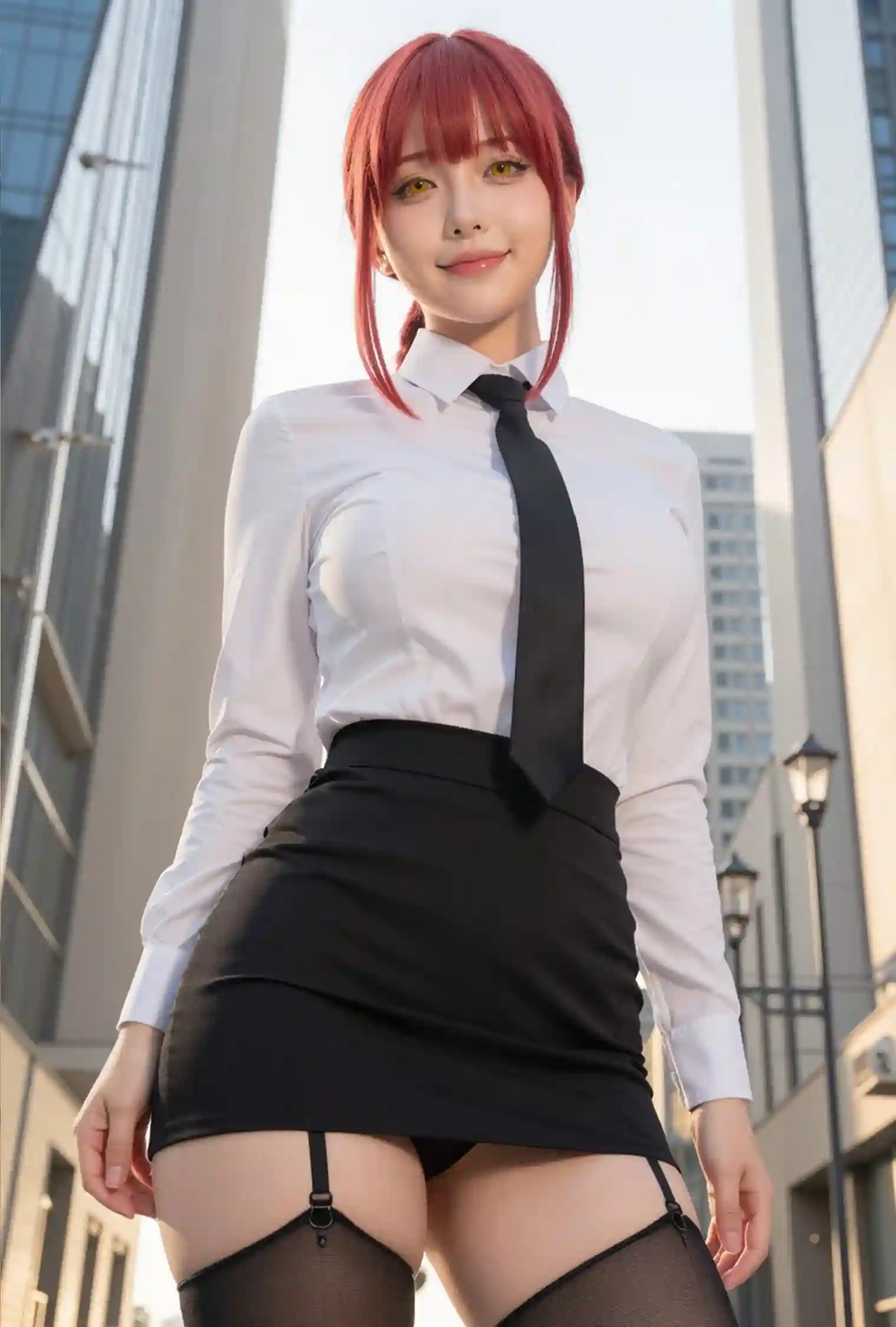 AI Cosplayer Makima Chainsaw Man R18 NSFW Bundle - 128 Ultra HD Images + 10 Explicit Short Videos