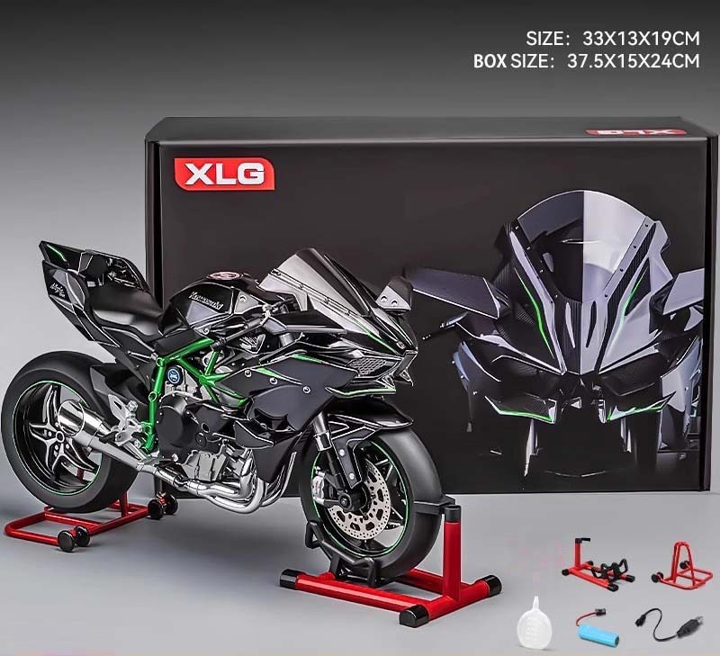 [with led, mist, & engine sound] Premium Diecast Scaled 1/6 simulation motorcycle Kawasaki h2r model By XLG Studio