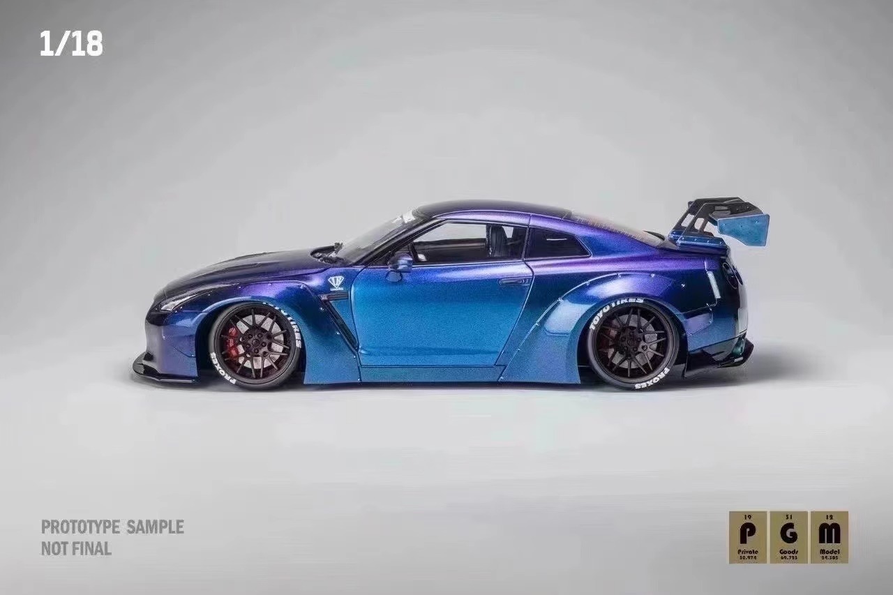 [Limited Edition] Scaled 1/18 Nissan LB-Works Liberty Walk LBWK GTR R35 alloy full door chameleon simulation car model By PGM