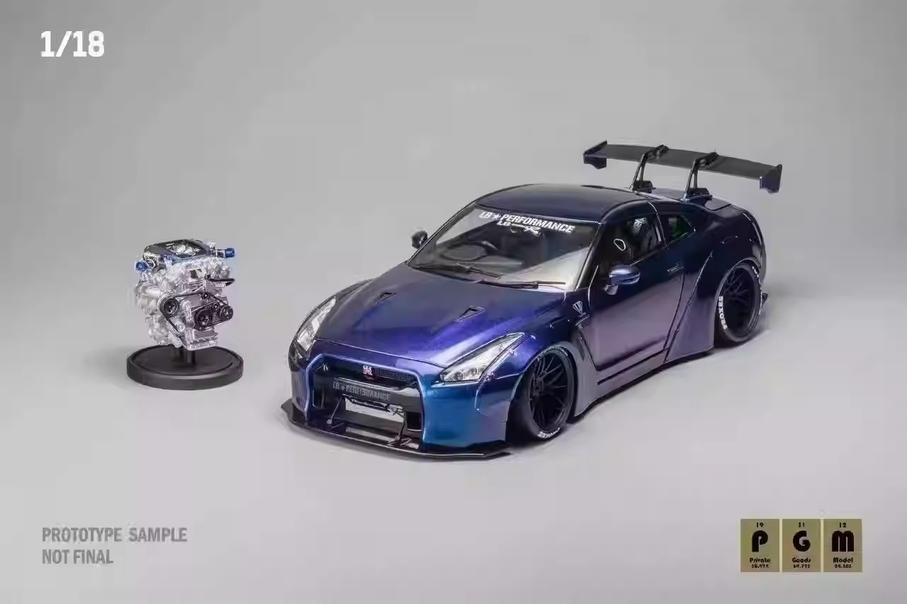 [Limited Edition] Scaled 1/18 Nissan LB-Works Liberty Walk LBWK GTR R35 alloy full door chameleon simulation car model By PGM