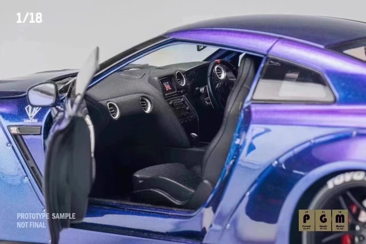[Limited Edition] Scaled 1/18 Nissan LB-Works Liberty Walk LBWK GTR R35 alloy full door chameleon simulation car model By PGM