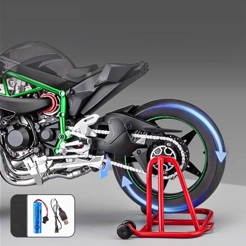 [with led, mist, & engine sound] Premium Diecast Scaled 1/6 simulation motorcycle Kawasaki h2r model By XLG Studio