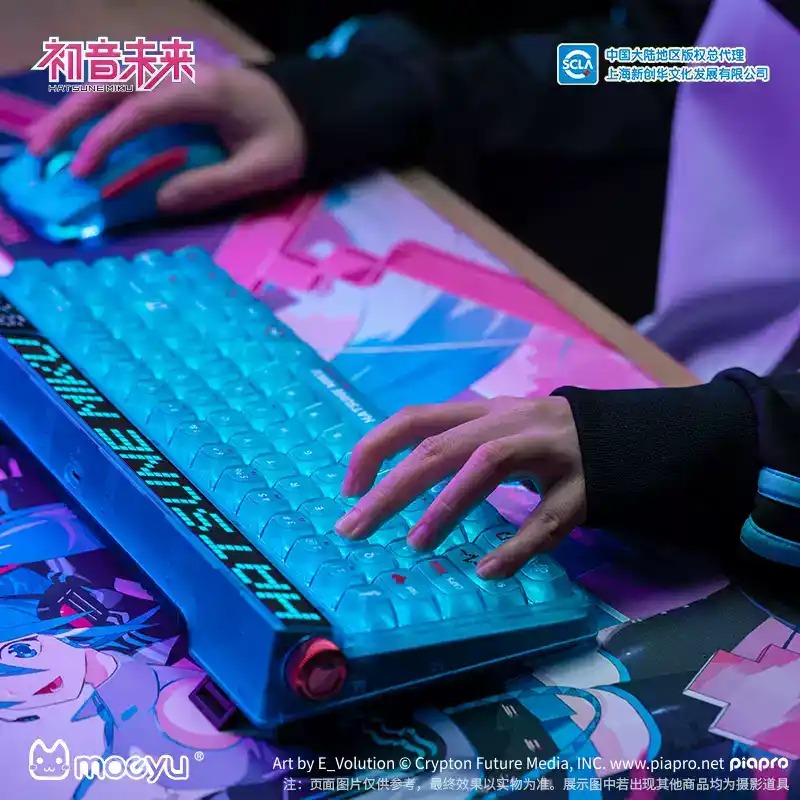 Wireless Mechanical Keyboard Mechanic 68 Key Custom Axis Hatsune Miku Gaming Heart Version