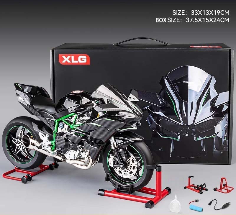 [with led, mist, & engine sound] Premium Diecast Scaled 1/6 simulation motorcycle Kawasaki h2r model By XLG Studio