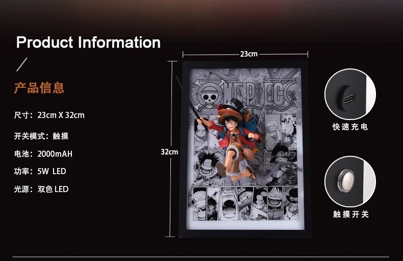 Luffy, Sabo, Ace Trio Broithers Break out of the comics 3D stereoscopic Led Light Art Ver. - One Piece
