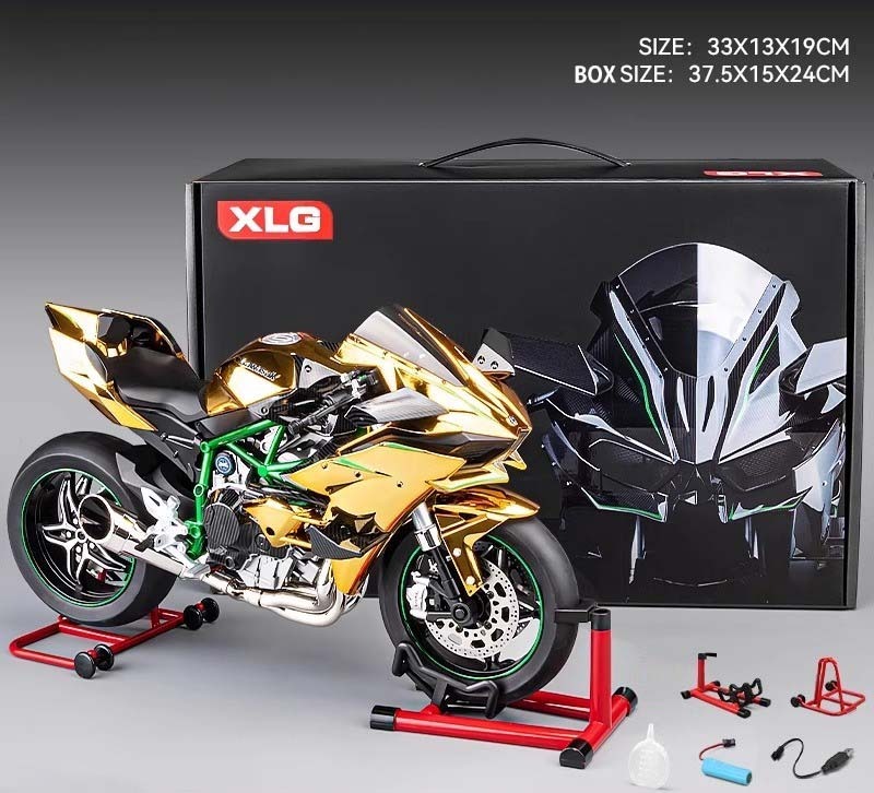 [with led, mist, & engine sound] Premium Diecast Scaled 1/6 simulation motorcycle Kawasaki h2r model By XLG Studio