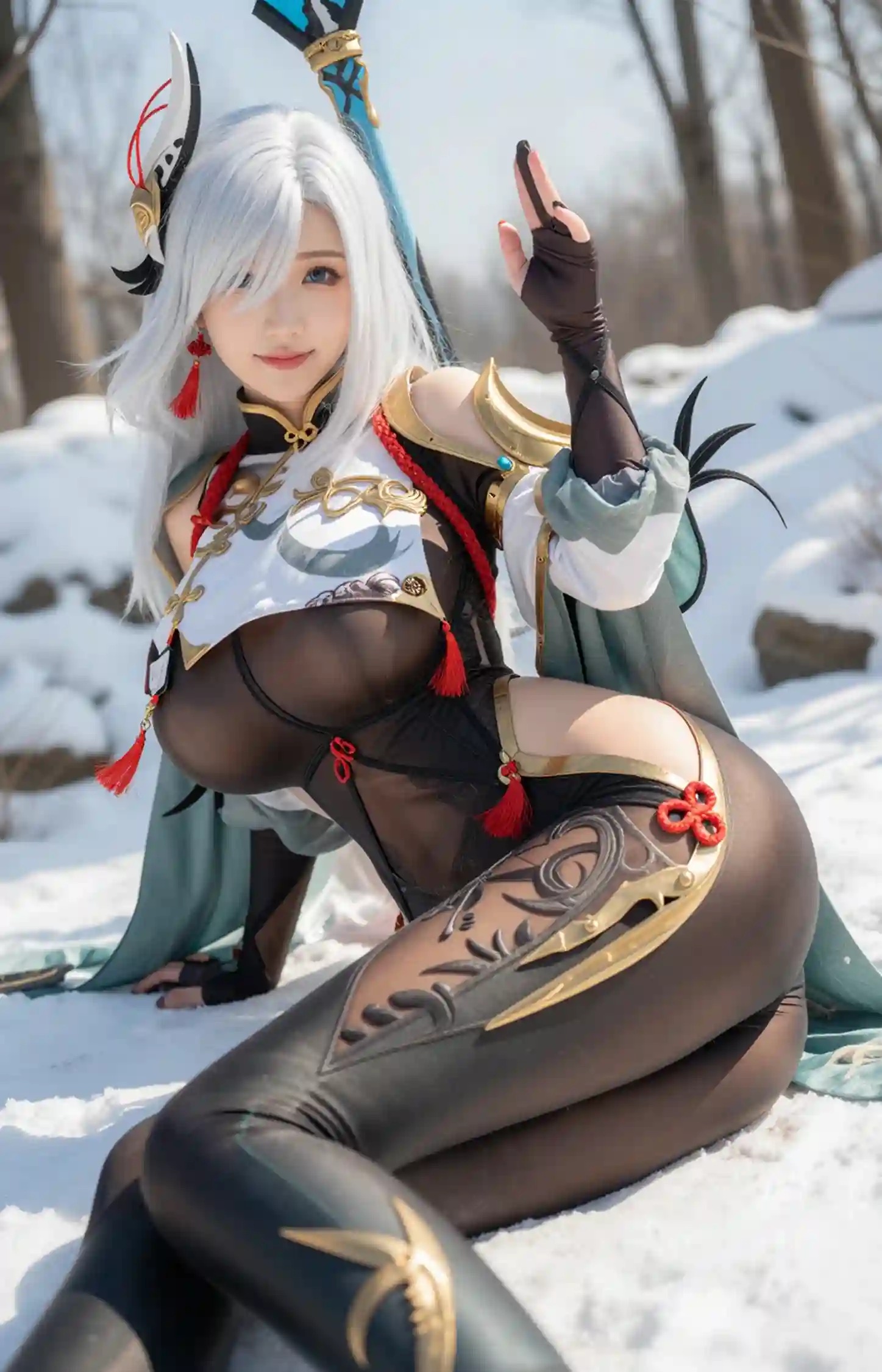AI Cosplayer Shenhe Genshin Impact R18 NSFW Bundle - 159 Ultra HD Images + 11 Explicit Short Videos