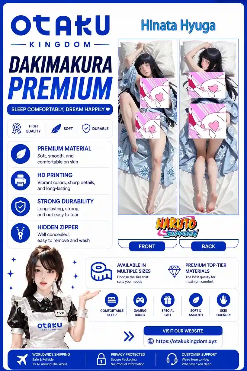 Dakimakura 3D Art Pillow Cover Only Hinata Hyuga - Naruto Shippuden By Otaku Kingdom