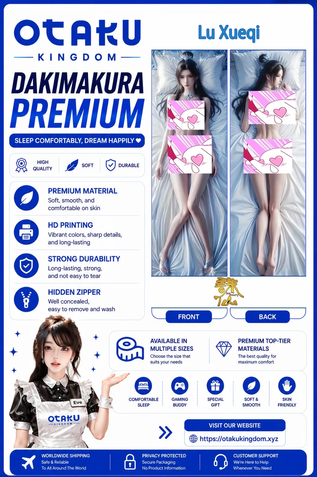 Dakimakura 3D Art Pillow Cover Only Lu Xueqi - Zhu Xian / Jade Dynasty By Otaku Kingdom