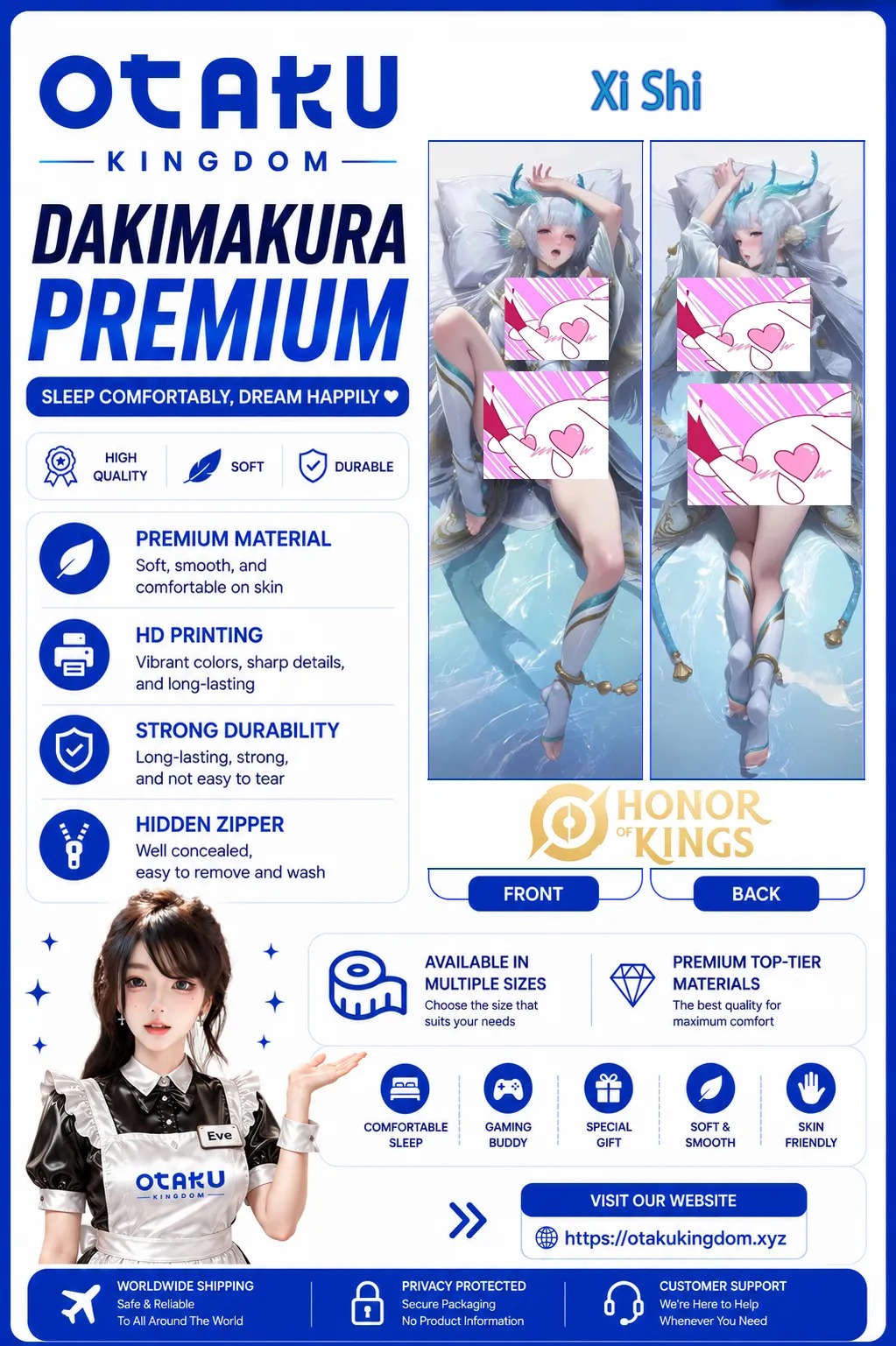 Dakimakura 3D Art Pillow Cover Only Xi Shi - Honor Of Kings By Otaku Kingdom