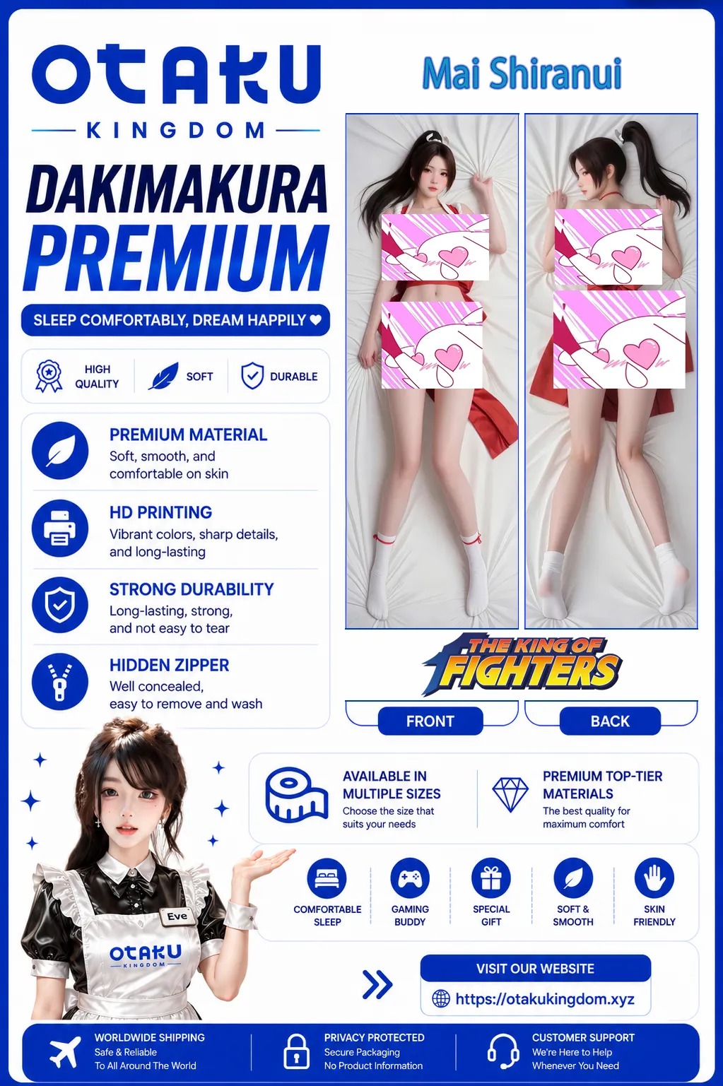 Dakimakura 3D Art Pillow Cover Only Mai Shiranui Yabai Ver. - The King Of Fighters By Otaku Kingdom