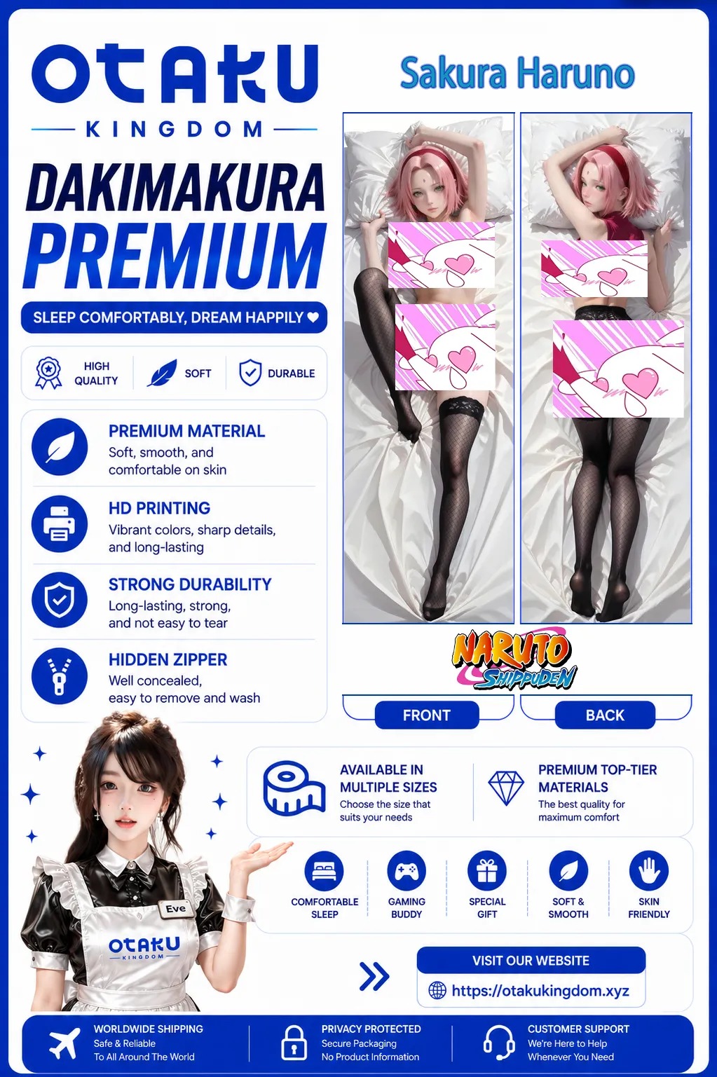 Dakimakura 3D Art Pillow Cover Only Sakura Haruno Yabai Ver. - Naruto Shippuden By Otaku Kingdom