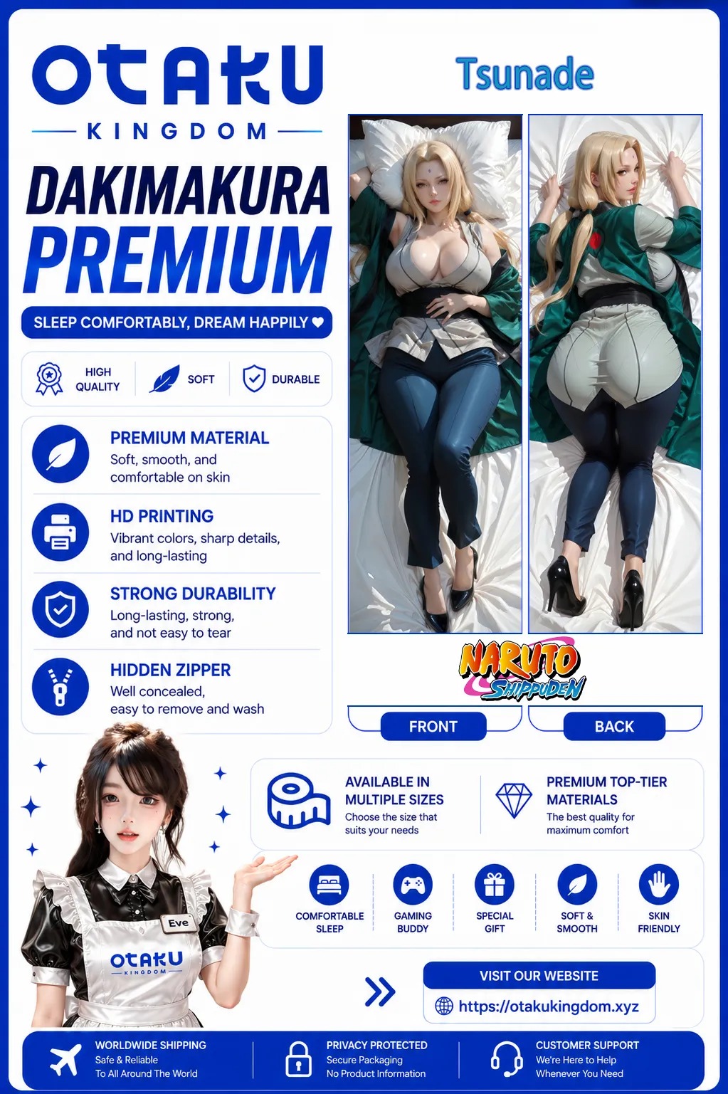 Sarung Bantal Dakimakura 3D Art Tsunade - Naruto Pillow Cover Only Premium Version By Otaku Kingdom