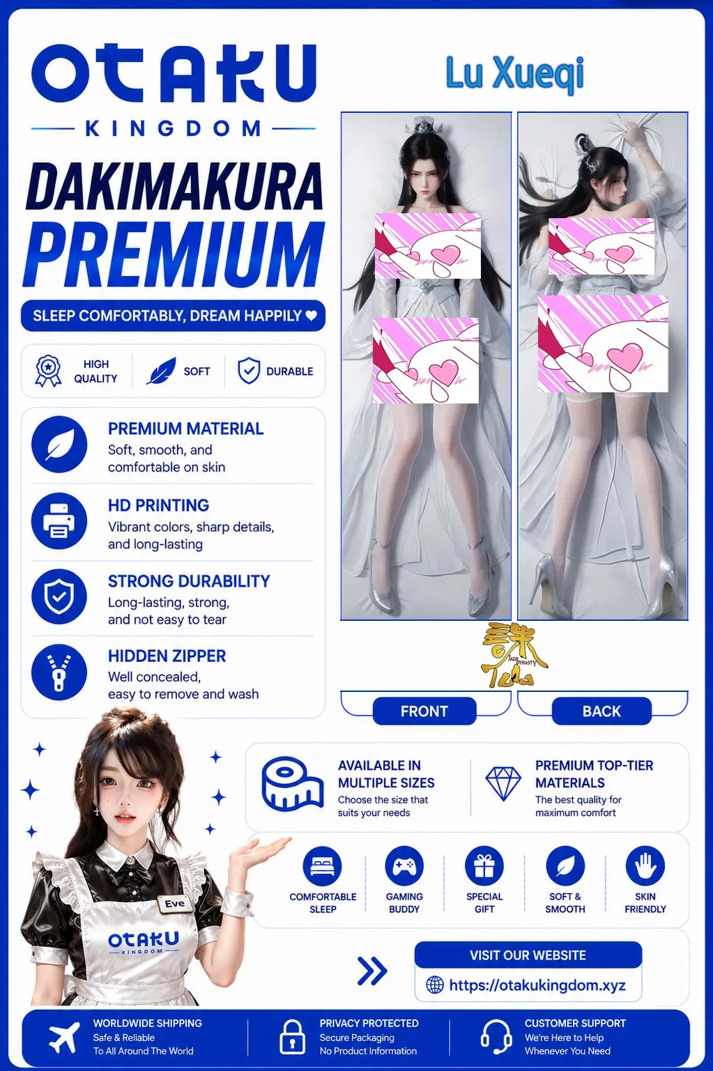 Dakimakura 3D Art Lu Xueqi - Jade Dynasty / Zhu Xian (诛仙) Pillow Cover Only Premium Version By Otaku Kingdom