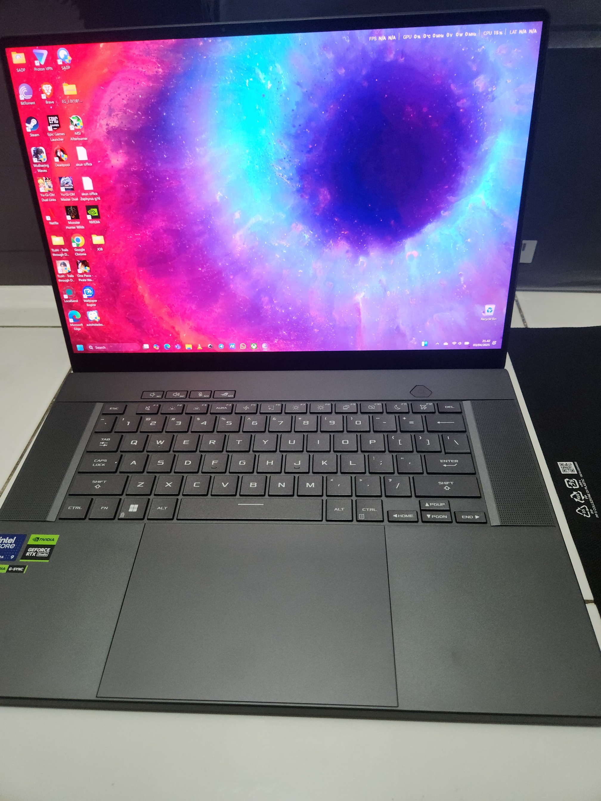 [READY STOCK ITEM] (Kondisi Bekas) ASUS ROG Zephyrus G16 GU605MV OLED NEBULA DISPLAY 16 Inch QHD 240Hz GeForce RTX 4060 - ULTRA 9 185H SSD 1TB RAM 32GB