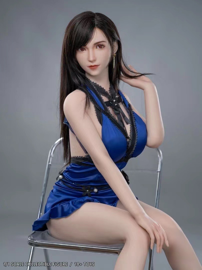 Silicone Real Life Size (170cm) Cast-Off Tifa Blue Silk Satin Night Gown Ver.- Final Fantasy VII Remake Edition By Juicy Made Studio