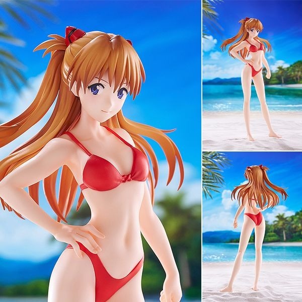 Pop Up Parade Figure L Size Asuka Shikinami Langley - Beach Queens Bikini Style Ver. Evangelion By Wave