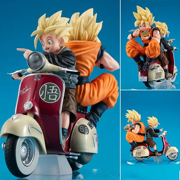 Desktop Real McCoy EX Super Saiyan Son Goku & Super Saiyan Son Gohan & Bike - Dragon Ball Z By MegaHouse