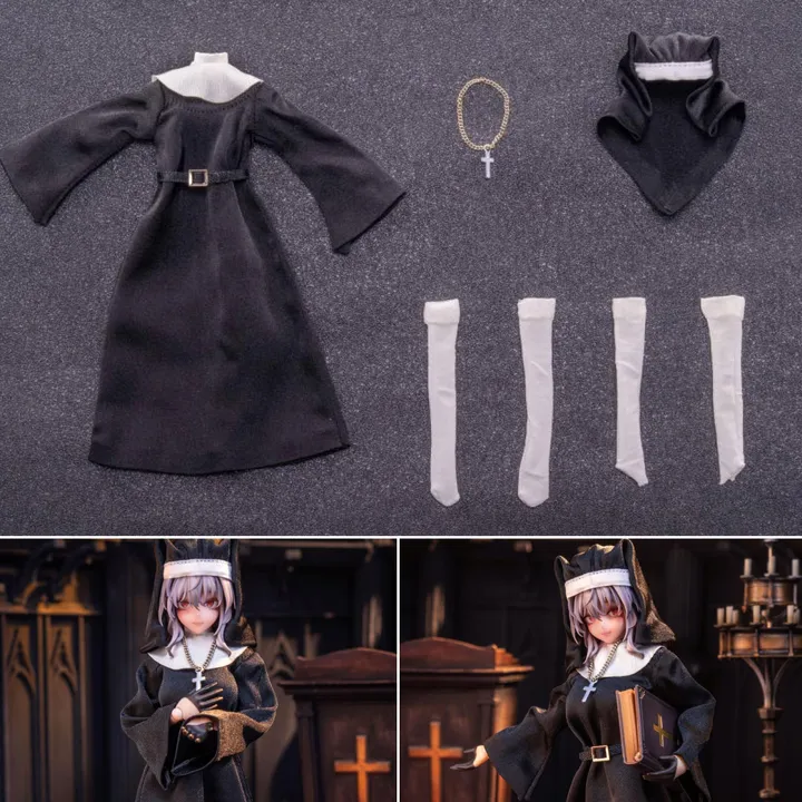 Doll Costume CS018 Nun Outfit B for 1/10 - 1/12 Action Figure By HASUKI