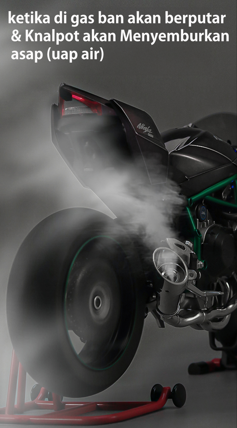 [with led, mist, & engine sound] Premium Diecast Scaled 1/6 simulation motorcycle Kawasaki h2r model By XLG Studio