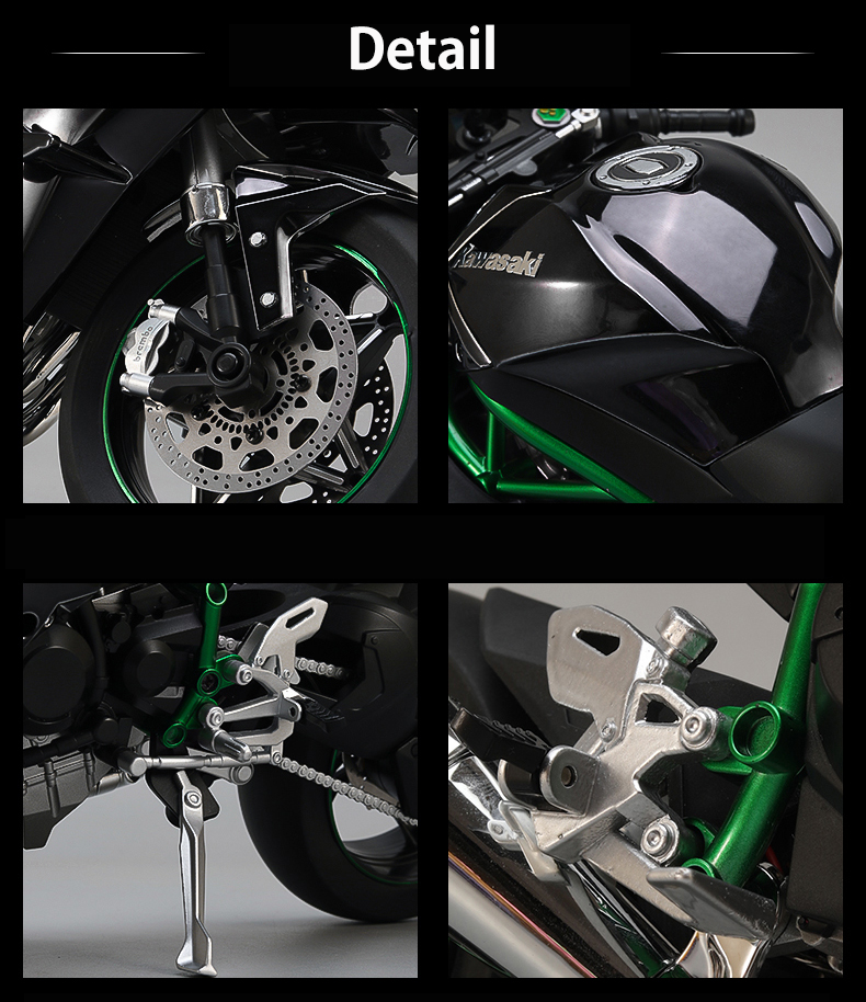 [with led, mist, & engine sound] Premium Diecast Scaled 1/6 simulation motorcycle Kawasaki h2r model By XLG Studio
