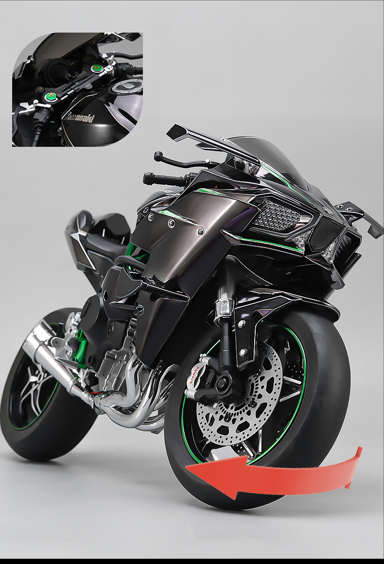 [with led, mist, & engine sound] Premium Diecast Scaled 1/6 simulation motorcycle Kawasaki h2r model By XLG Studio