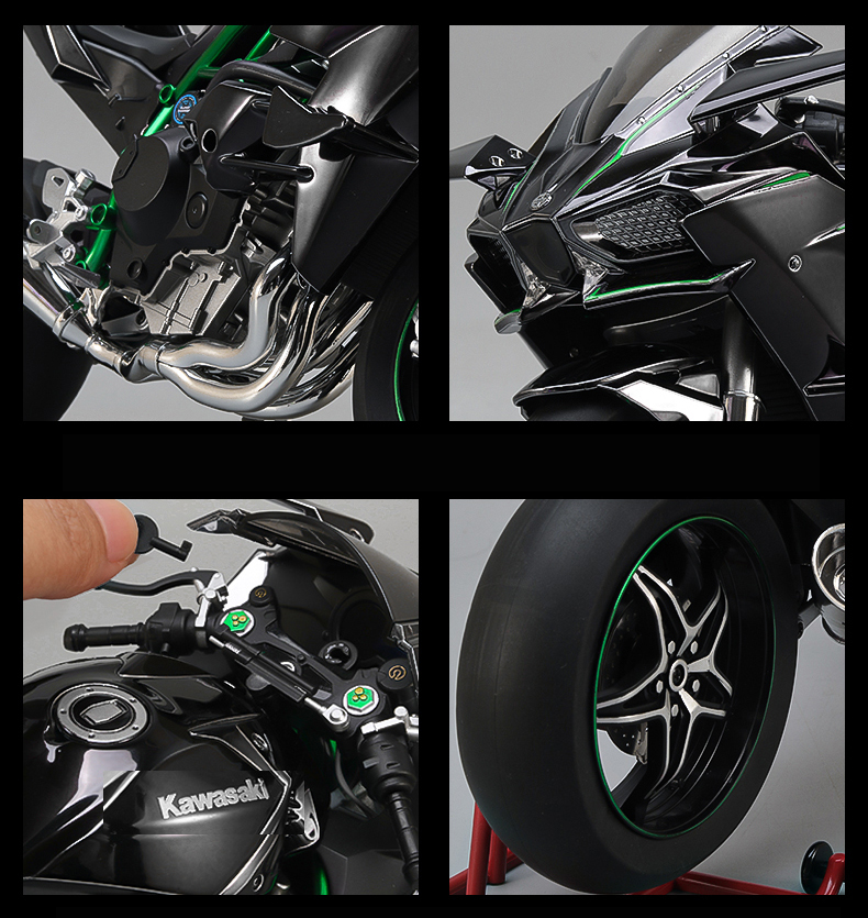 [with led, mist, & engine sound] Premium Diecast Scaled 1/6 simulation motorcycle Kawasaki h2r model By XLG Studio