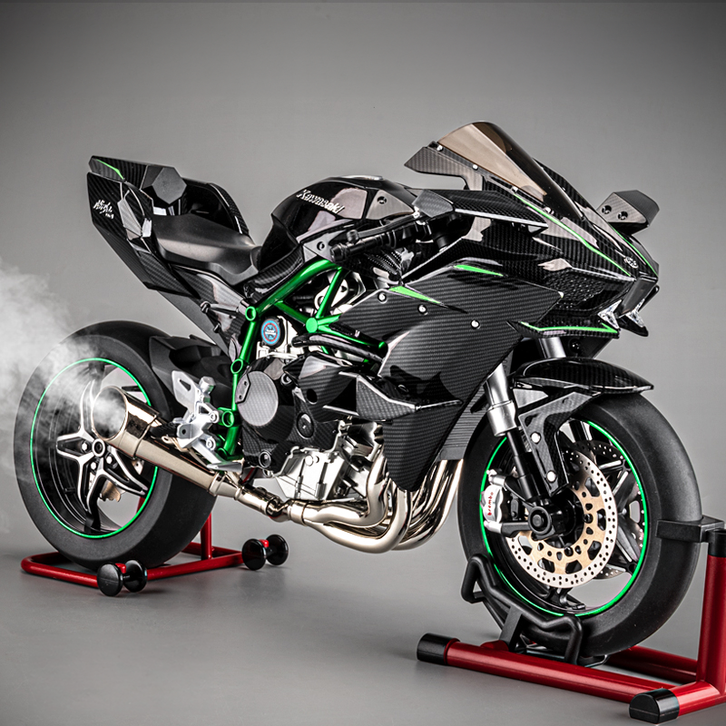 [with led, mist, & engine sound] Premium Diecast Scaled 1/6 simulation motorcycle Kawasaki h2r model By XLG Studio