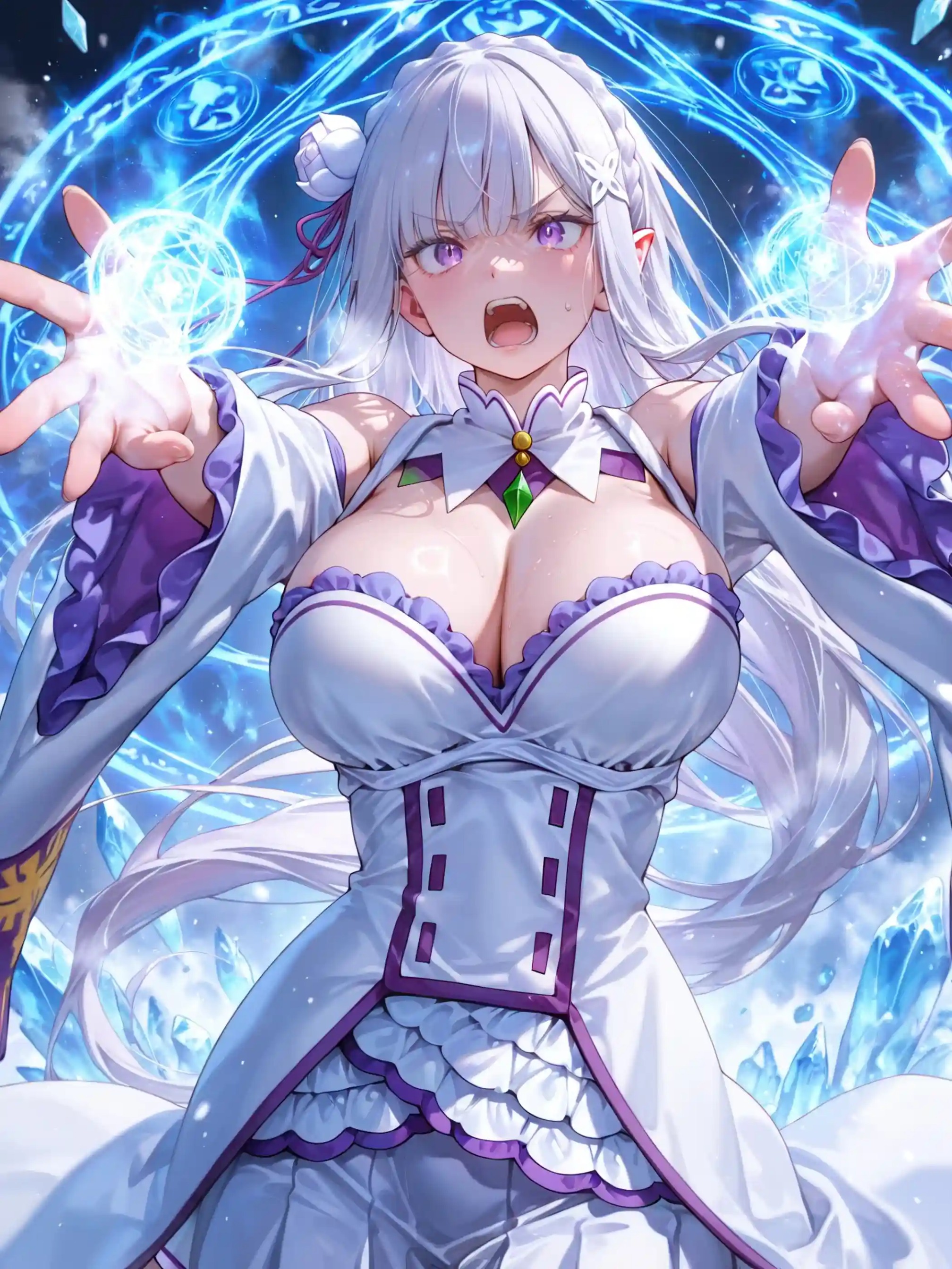 AI Anime Digital Comic Emilia - Re:Zero Kara Hajimeru Isekai Seikatsu R18 NSFW Bundle - 240 Ultra HD Lewd Images Pack (English & Chinese Language)