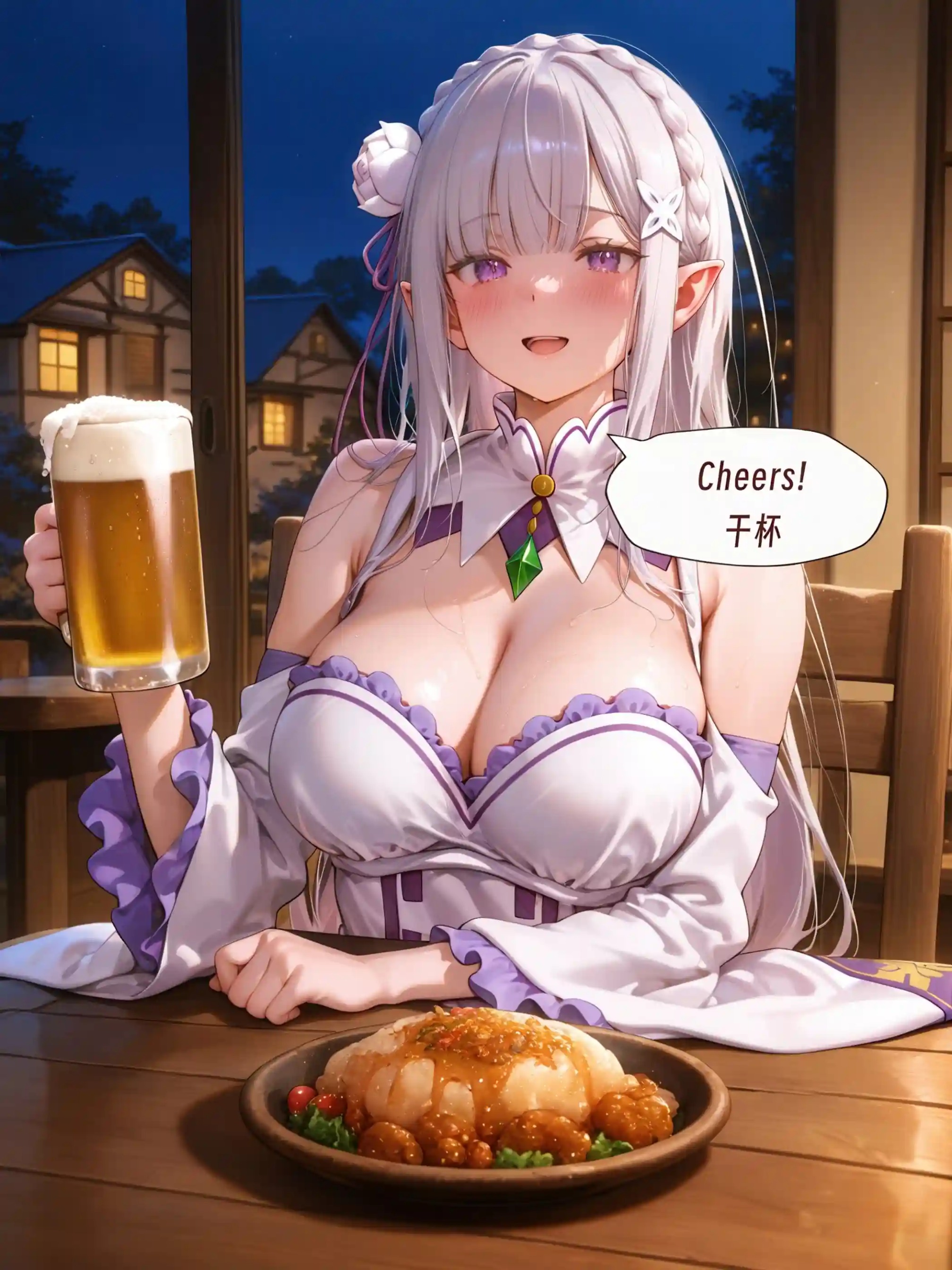 AI Anime Digital Comic Emilia - Re:Zero Kara Hajimeru Isekai Seikatsu R18 NSFW Bundle - 240 Ultra HD Lewd Images Pack (English & Chinese Language)