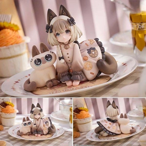 Image of Deformed Figure DLC Series Azuki-san - Tea Time Cats x Siamese By RIBOSE