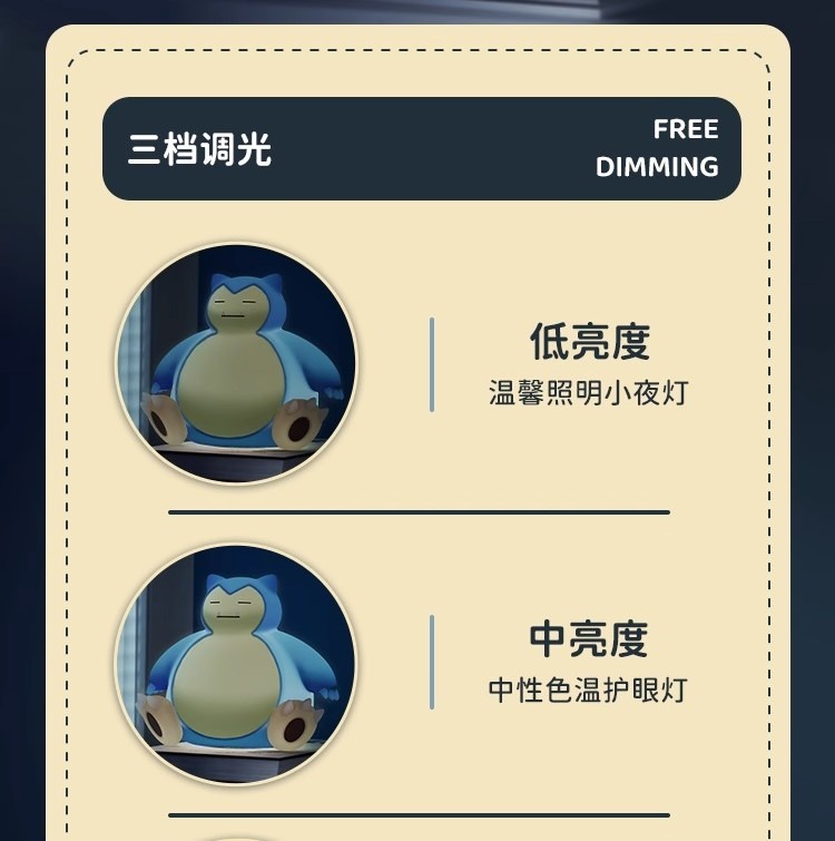 Snorlax ~ Cute Sitting Pose ~ LED Night Light Lamp - Pokemon (15cm) By LANGBOWANG
