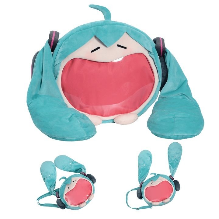 [READY STOCK ITEM] Hatsune Miku Smile Head Mascot Bag (45x40cm) - Vocaloid By Bilibili X BEMOE