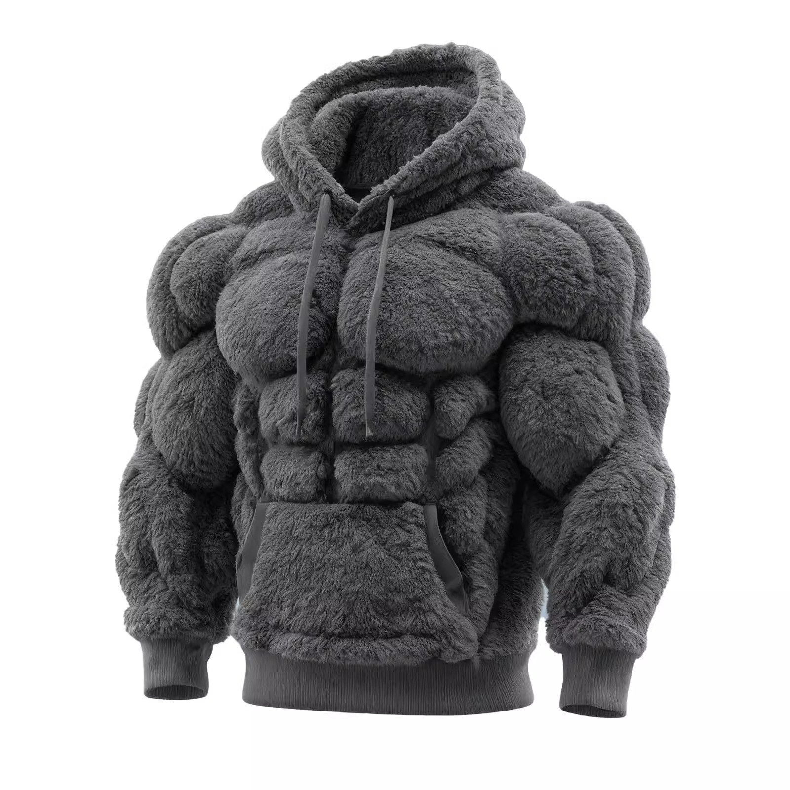 Jaket Hoodie Pria Model Otot Kekar 3D Desain Bodybuilder Bahan Bulu Halus By Otaku Kingdom