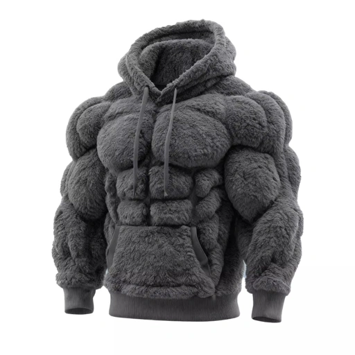 Image of Jaket Hoodie Pria Model Otot Kekar 3D Desain Bodybuilder Bahan Bulu Halus By Otaku Kingdom