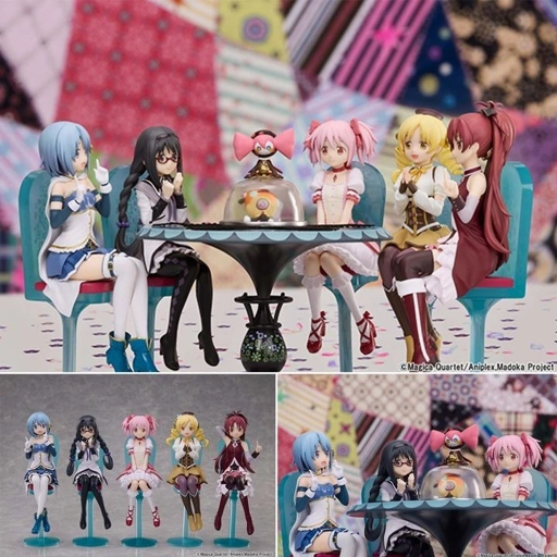 Image of [Set of 5] Non Scaled Figure Kaname Madoka, Akemi Homura, Tomoe Mami, Miki Sayaka & Sakura Kyoko - Tea Party Cake Song Ver. Mahou Shoujo Madoka Magica Movie : Walpurgis no Kaiten  By ANIPLEX+