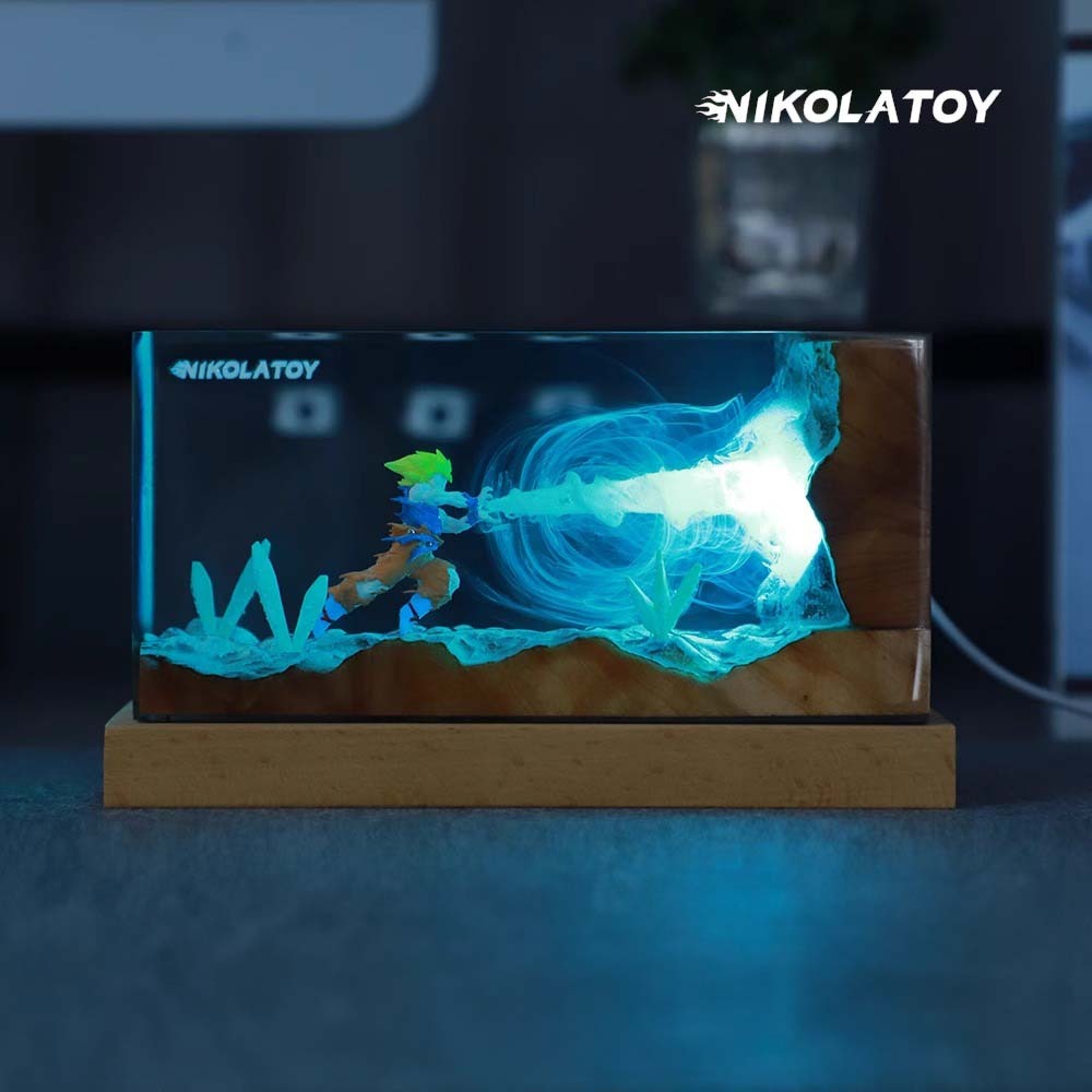 [With LED] Desktop Cube PVC Figure Songoku Kamehameha Ver.  - Dragonball Z By Nikolatoy