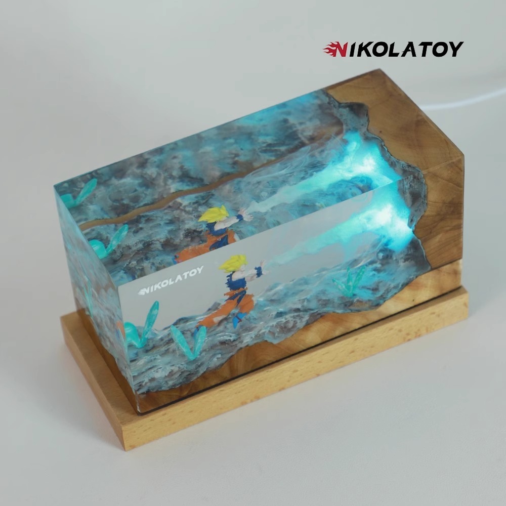 [With LED] Desktop Cube PVC Figure Songoku Kamehameha Ver.  - Dragonball Z By Nikolatoy