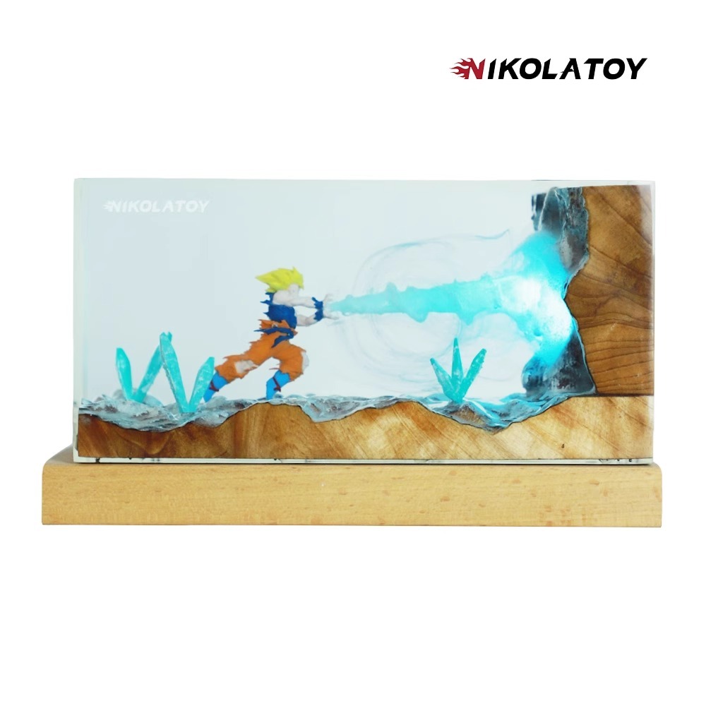 [With LED] Desktop Cube PVC Figure Songoku Kamehameha Ver.  - Dragonball Z By Nikolatoy