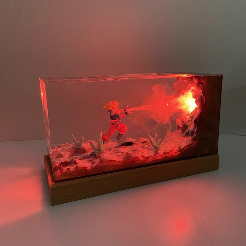 [With LED] Desktop Cube PVC Figure Songoku Kamehameha Ver.  - Dragonball Z By Nikolatoy