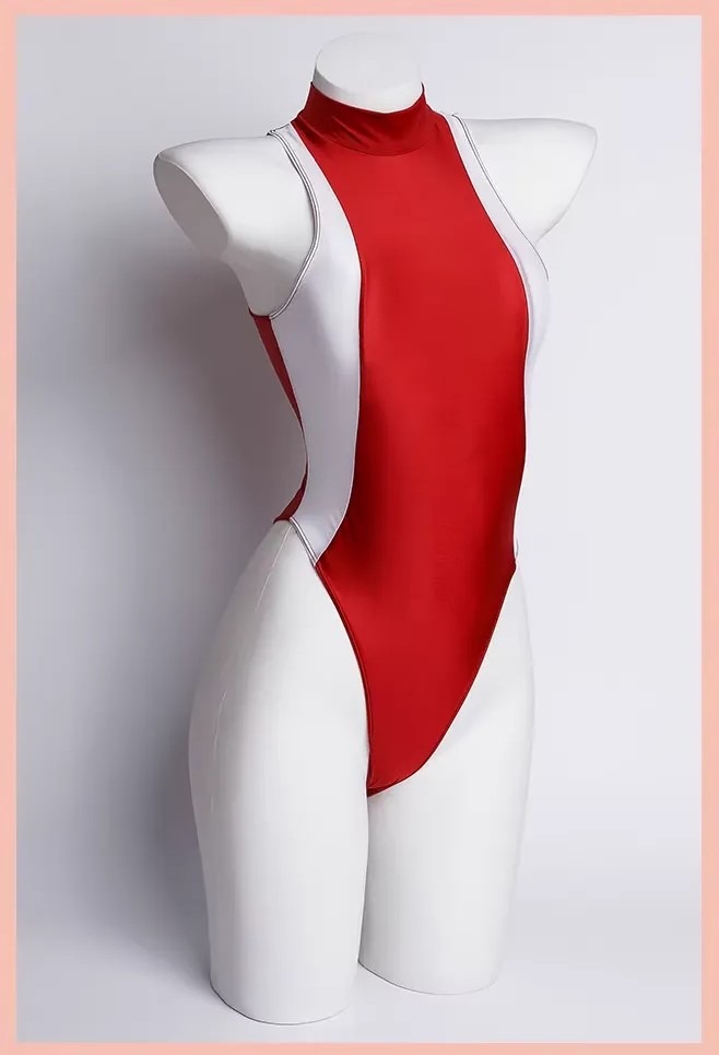 Bodysuit High Cut Tanpa Lengan Bahan Shiny Oil Glossy Satin - Leotard Lingerie Custome Sukumizu Sexy Model