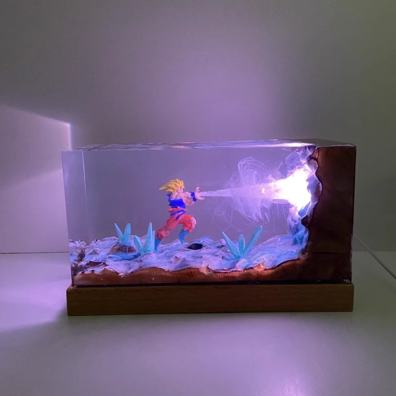 [With LED] Desktop Cube PVC Figure Songoku Kamehameha Ver.  - Dragonball Z By Nikolatoy