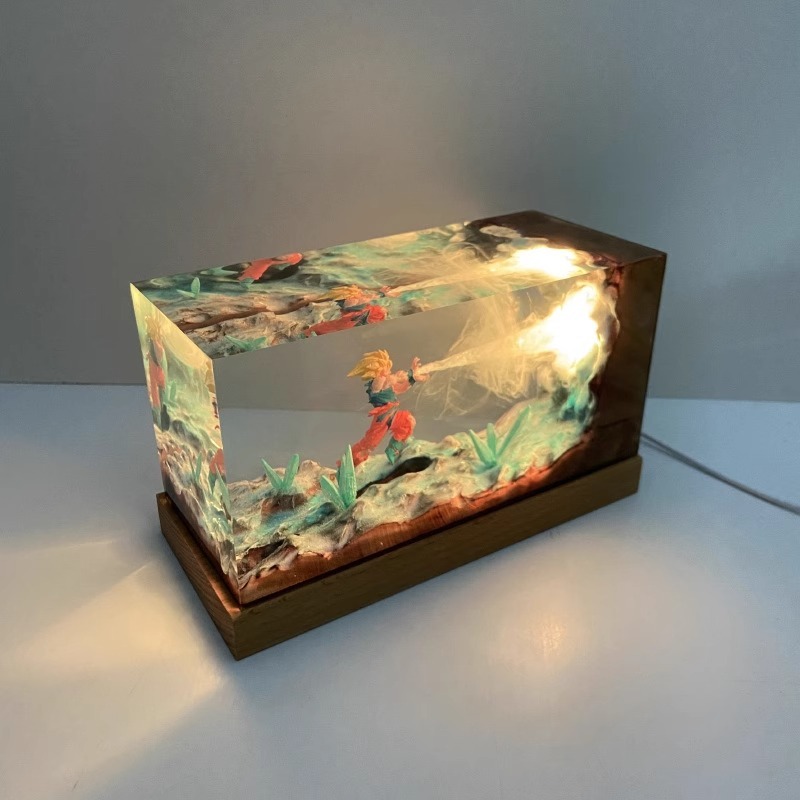 [With LED] Desktop Cube PVC Figure Songoku Kamehameha Ver.  - Dragonball Z By Nikolatoy