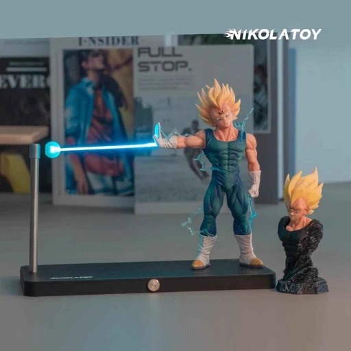 Image of [With Magnetic LED] PVC Desktop Figure Super Saiyan Majin Vegeta Small Big Bang Attack Ver.  - Dragonball Z By Nikolatoy